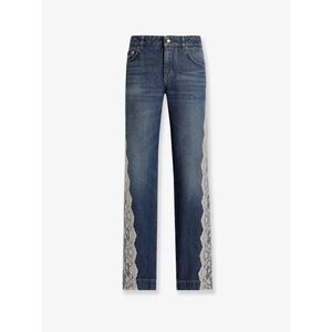 Dolce & Gabbana Women Blue Denim Jeans With Lace Profiles